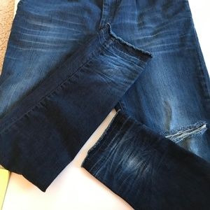 Zara Straight Leg Distressed Ripped Ankle Jeans  6